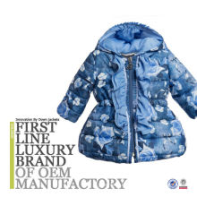 Kinder Kleidung Mode Blue Printing Mädchen Padding Jacke